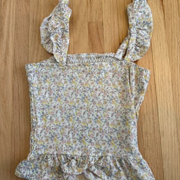 South Moon Under - Juniper Blue Smocked Floral Tank Top  Size XS - Picture 2 of 2